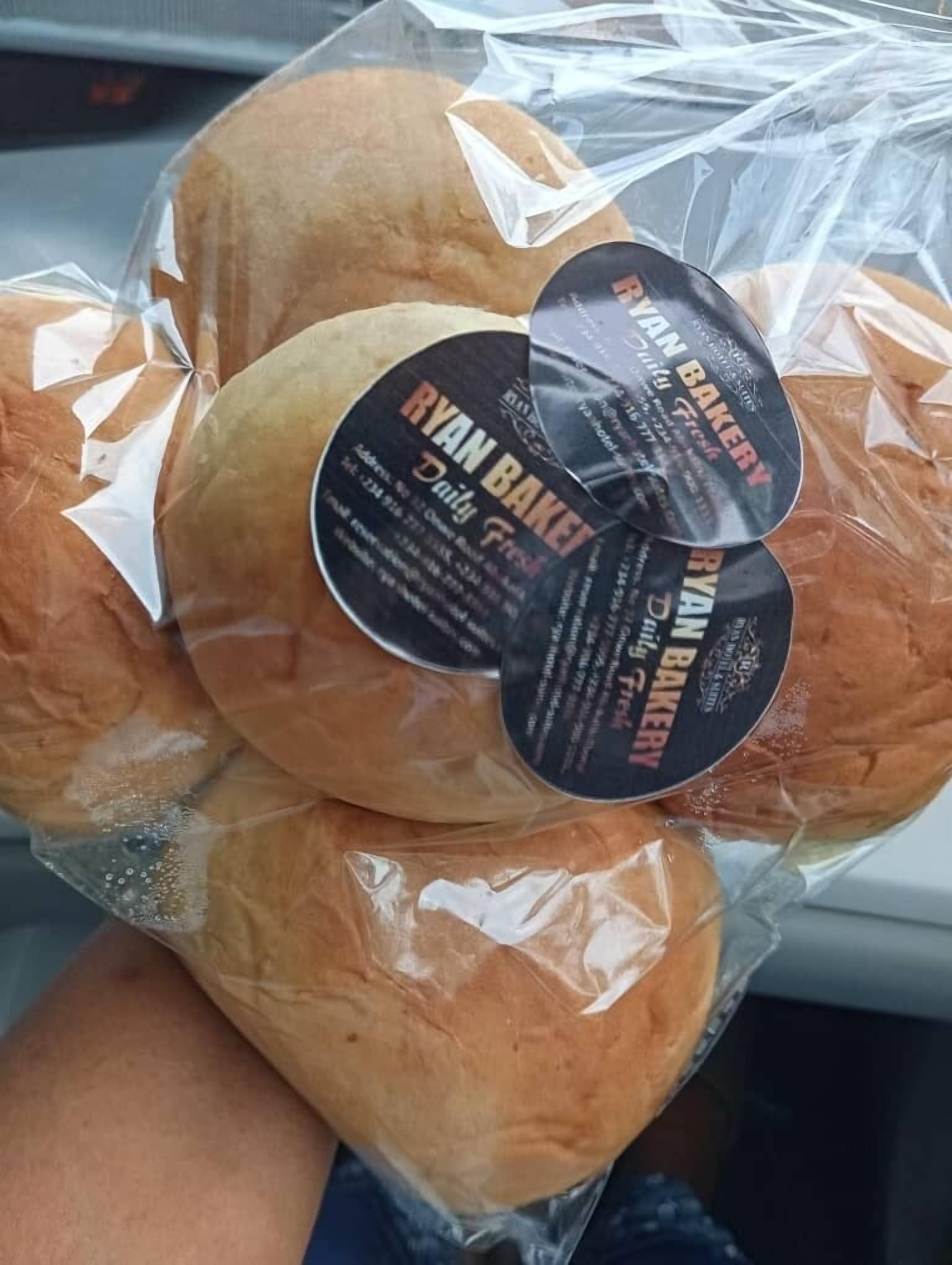A loaf of bread with a label that reads "Ryan Bakery."