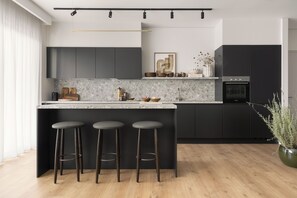 Suite (Skylight Suite) | Private kitchen | Full-sized fridge, microwave, espresso maker, coffee/tea maker - White City Limassol (Limassol)