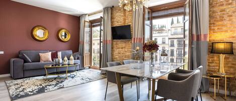 Superior Apartment, 2 Bedrooms | Living area | 46-inch flat-screen TV with digital channels