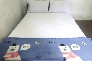 Desk, free WiFi, bed sheets