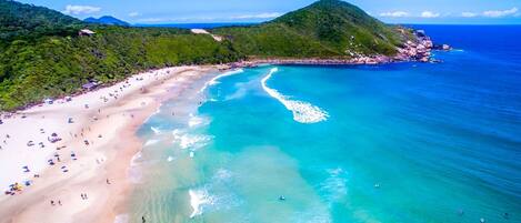 On the beach, white sand