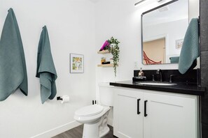 Hair dryer, towels