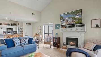 Smart TV, fireplace, DVD player