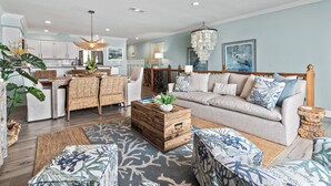 Living area - Oceanfront 2-LVL Retreat,2 Balconies, Pool,Walk to Pier! (Surfside Beach)