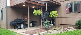 Private Guestroom inside the Lodge at North Ironwood Acres with three beds and one bathroom. Dog Friendly!