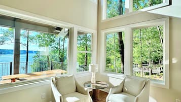 Smart TV, fireplace, DVD player, foosball