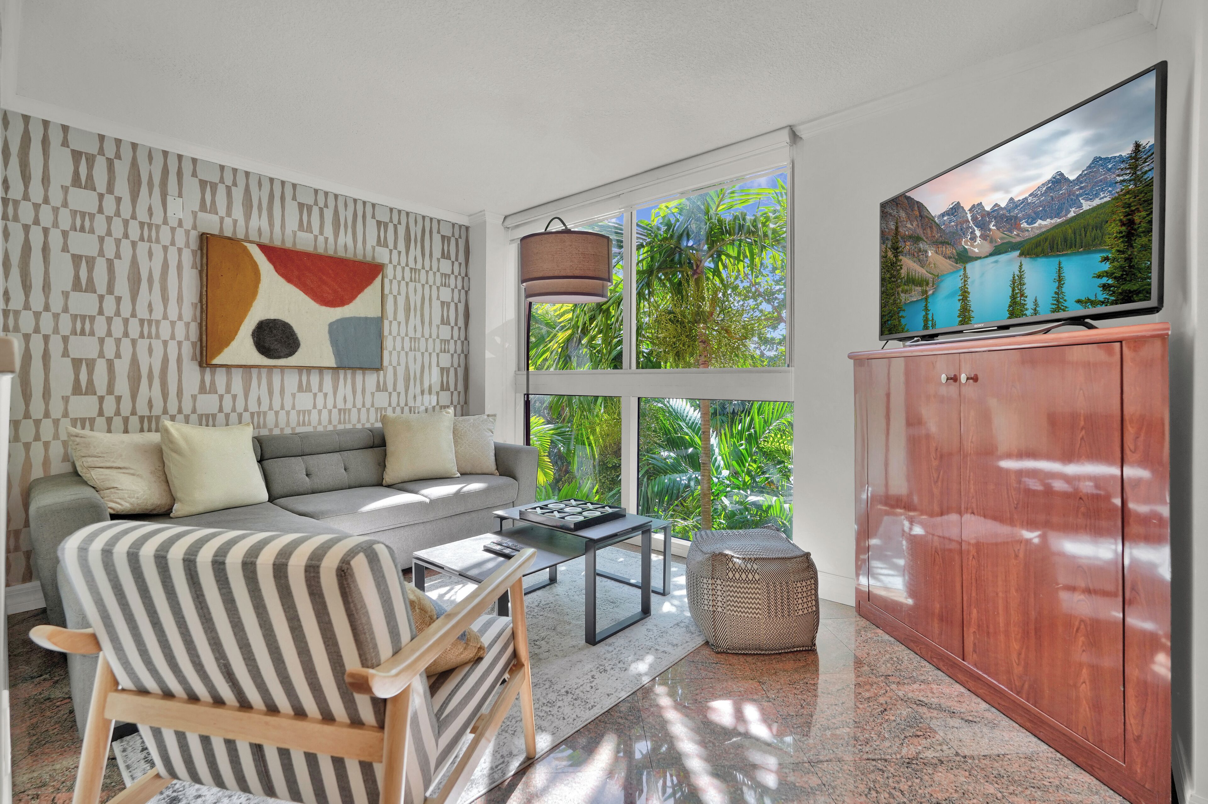 舒適公寓客房, 2 間臥室, 陽台, 花園景觀 | 起居區