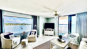 Smart TV, DVD player, books, video library