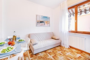 Leilighet, balkong | Oppholdsområde | En 35-tommers TV med digitale kanaler