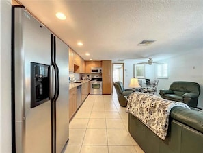 Comfort Duplex, Lakeside | Living area - Enjoy Sunset with Dolphin and Manatee (Hudson)