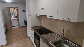 Fridge, oven, stovetop, cookware/dishes/utensils