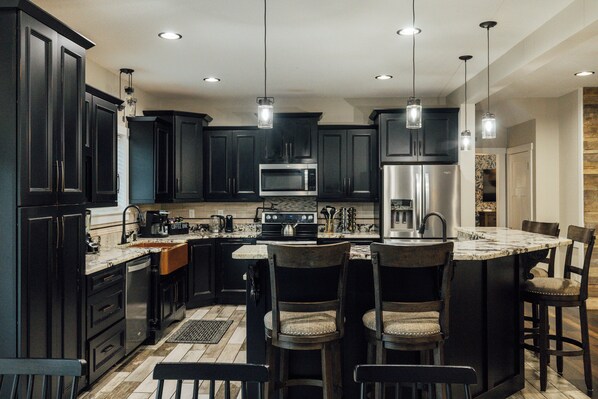 Open kitchen and dining space