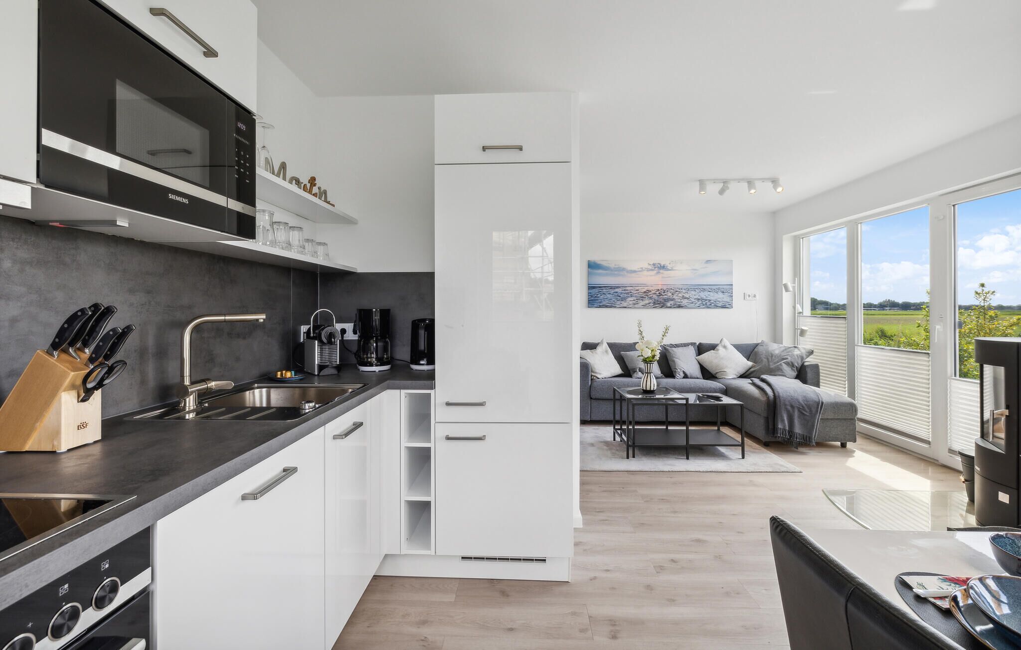 Kühlschrank, Mikrowelle, Herdplatte, Geschirrspüler