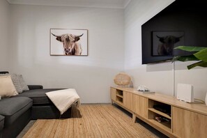 Smart TV, fireplace, video games
