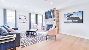 TV, fireplace, offices