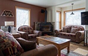 Condo, Multiple Beds, Fireplace, Mountain View (A15) | Living area | Fireplace - Alpenglow Three Bedroom Two Bath A15 (Ouray)