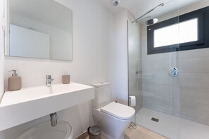 Ducha, secador de pelo y toallas