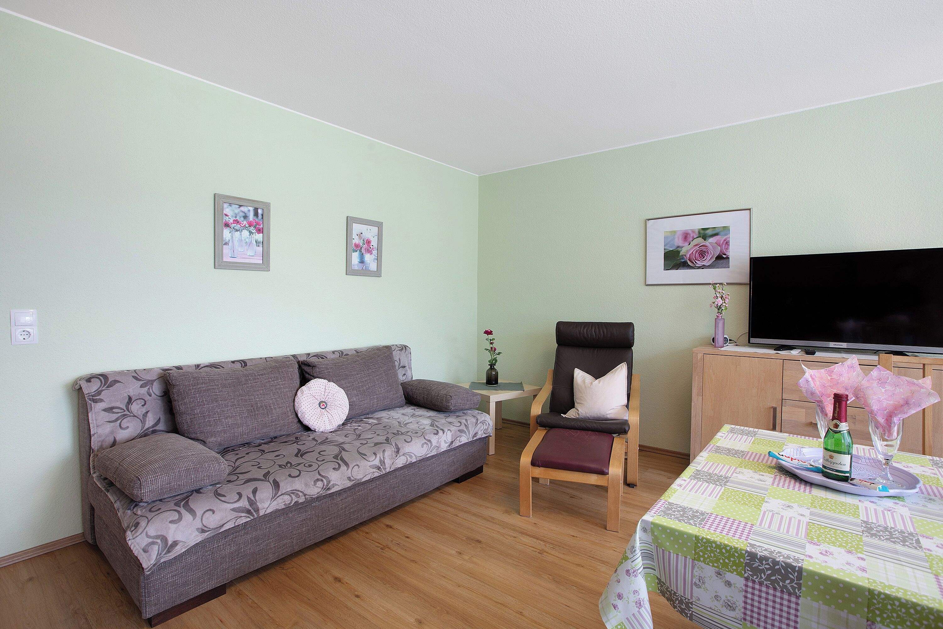 Fernseher, DVD-Player, Stereoanlage