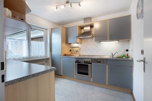 Fridge, microwave, oven, stovetop - Apartment 'Ferienwohnung Barbara' with Private Terrace and Wi-Fi (Rheinfelden (Baden))