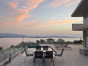 Luxury Townhome, 2 Bedrooms, Kitchen, Poolside | Terrace/patio - Theologos Views (Lokroi)