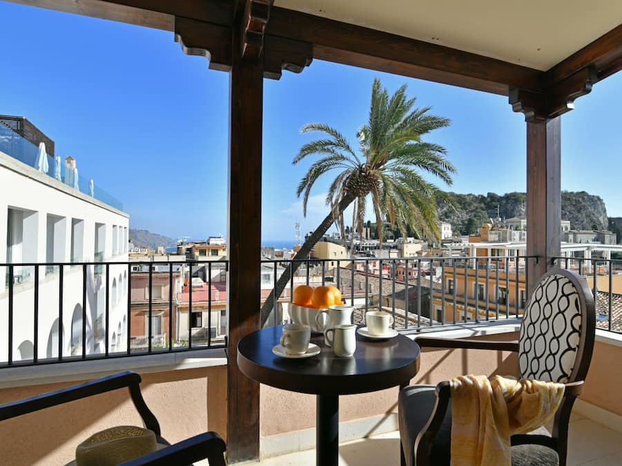 Deluxe kamer, balkon, uitzicht op zee | Terras