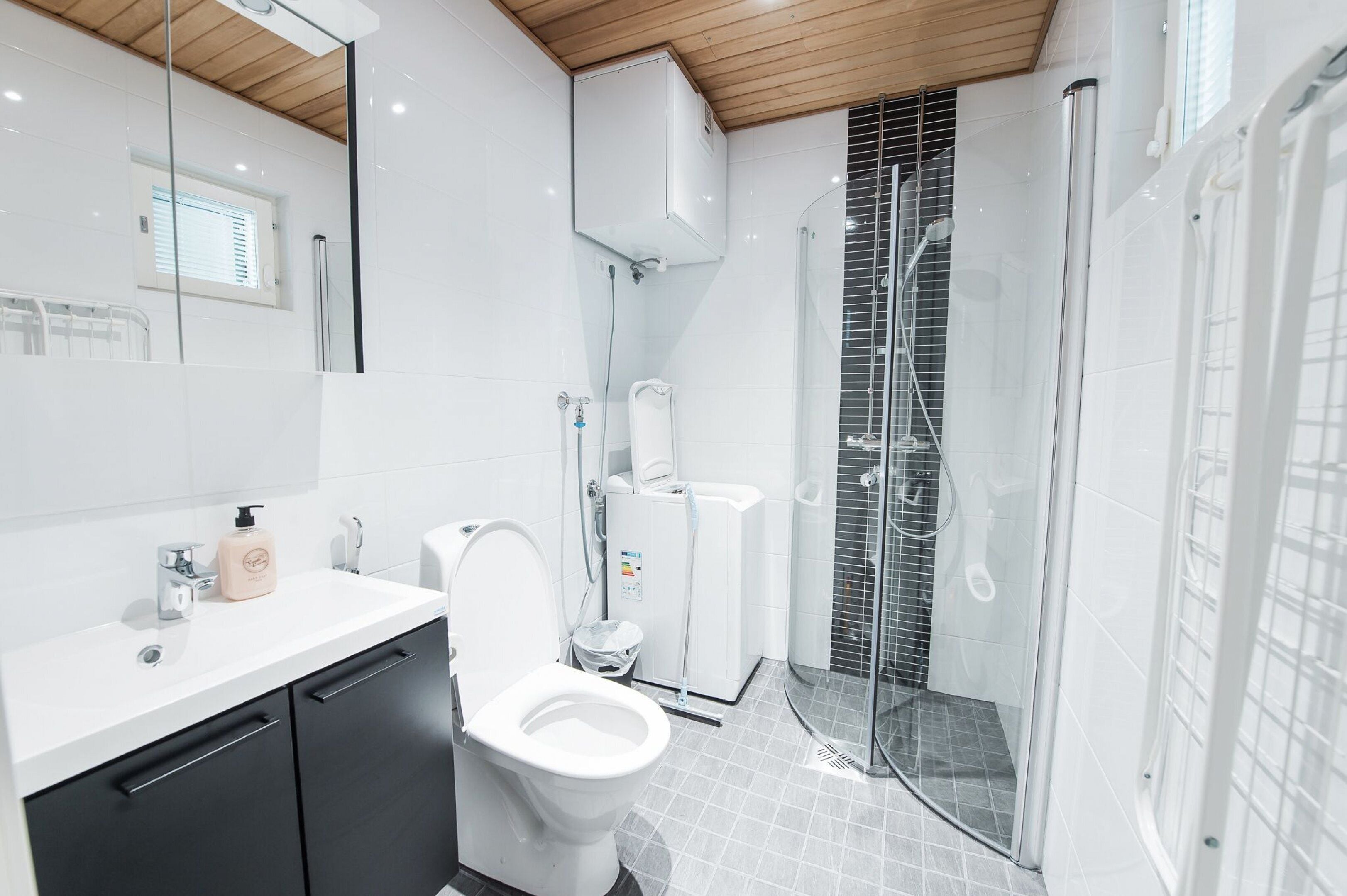 Standard Studio | Bathroom | Shower, hair dryer, towels, toilet paper