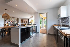 Fridge, microwave, oven, dishwasher