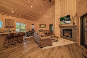 Smart TV, chimenea, videojuegos y reproductor de DVD
