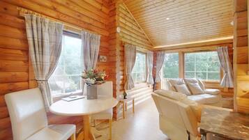 Smart TV, fireplace, DVD player