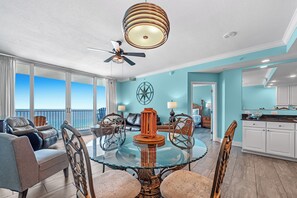 Family Condo, 3 Bedrooms, Balcony, Beach View | In-room dining - San Carlos 707 (Gulf Shores)