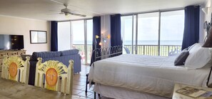 1 bedroom, iron/ironing board, free WiFi, bed sheets - 212 Beachfront Heated Pool Gulf View XL Studio Loft (Galveston)