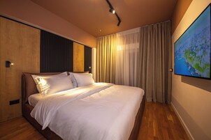 公寓, 2 间卧室, 阳台 | 遮光窗帘、隔音、熨斗/熨衣板、免费 WiFi