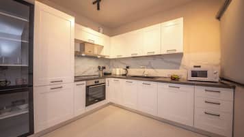 Apartment, 2 Bedrooms, Balcony | Private kitchen | Toaster, paper towels