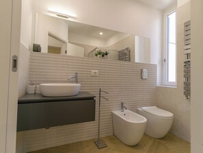Dusche, Haartrockner, Bidet, Handtücher