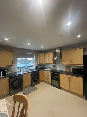 Fridge, microwave, oven, electric kettle