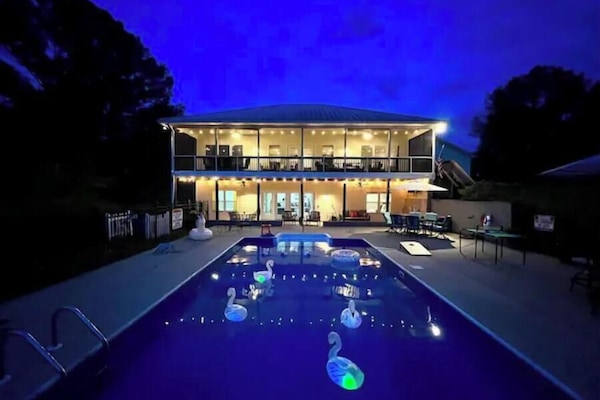 The salt water pool is the perfect place to hangout after a fun day on the lake.