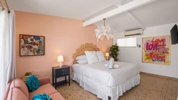 Economy Studio, Ensuite, Pool View (Room 5: The Barbie Suite) | Pillowtop beds, in-room safe, individually furnished, blackout drapes