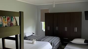 Laptop workspace, free WiFi, bed sheets