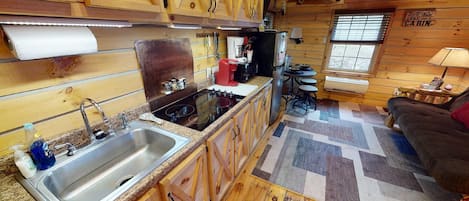 Fridge, microwave, dishwasher, coffee/tea maker