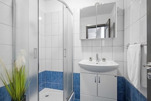 Regadera, secadora de cabello, bidet, toallas