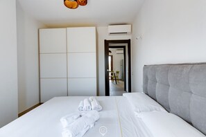 1 bedroom, iron/ironing board, travel cot, bed sheets