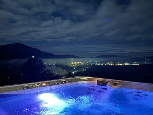 Best views in town. Hot tub. Pool table. Firepit.