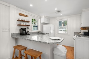 Fridge, microwave, coffee/tea maker, toaster