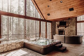 Interior - White Pines Escape · Elegant Cabin: Air Hockey, Foosball, Hot Tub, Pets (Broken Bow)