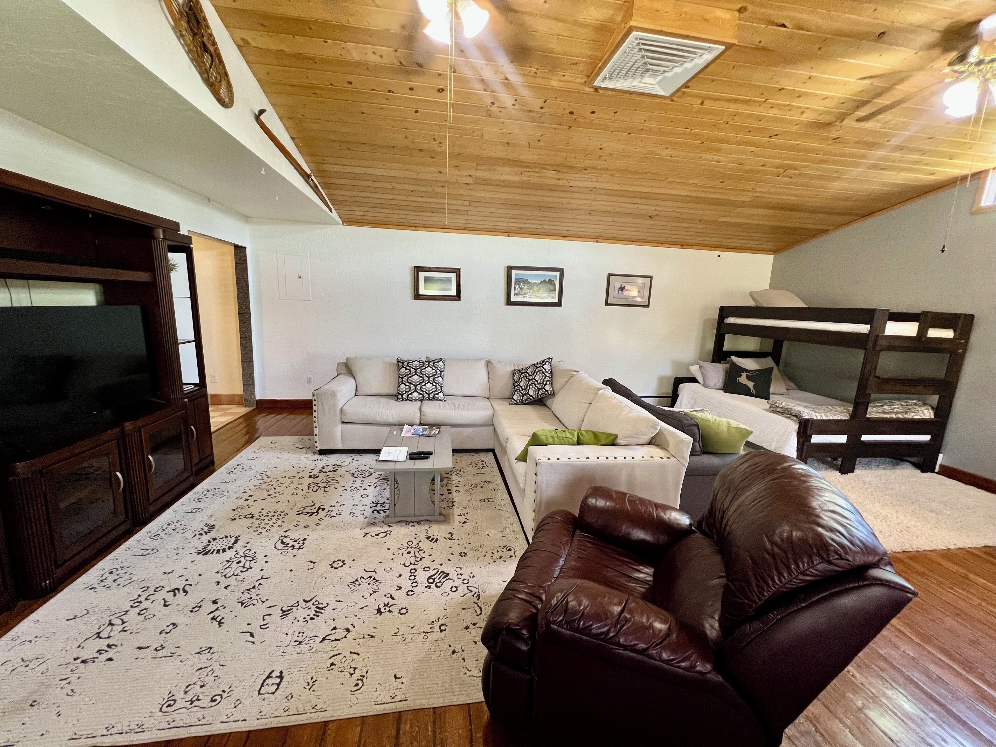 TV connectée, cheminée, table de tennis de table