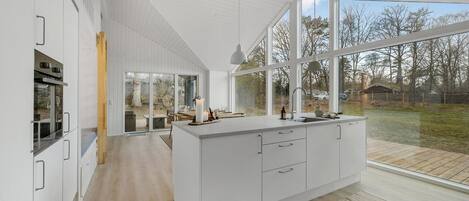 Fridge, oven, dishwasher, coffee/tea maker