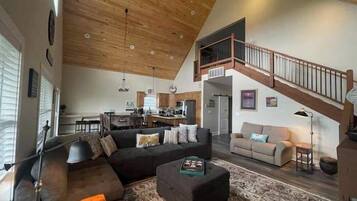 TV, fireplace, foosball