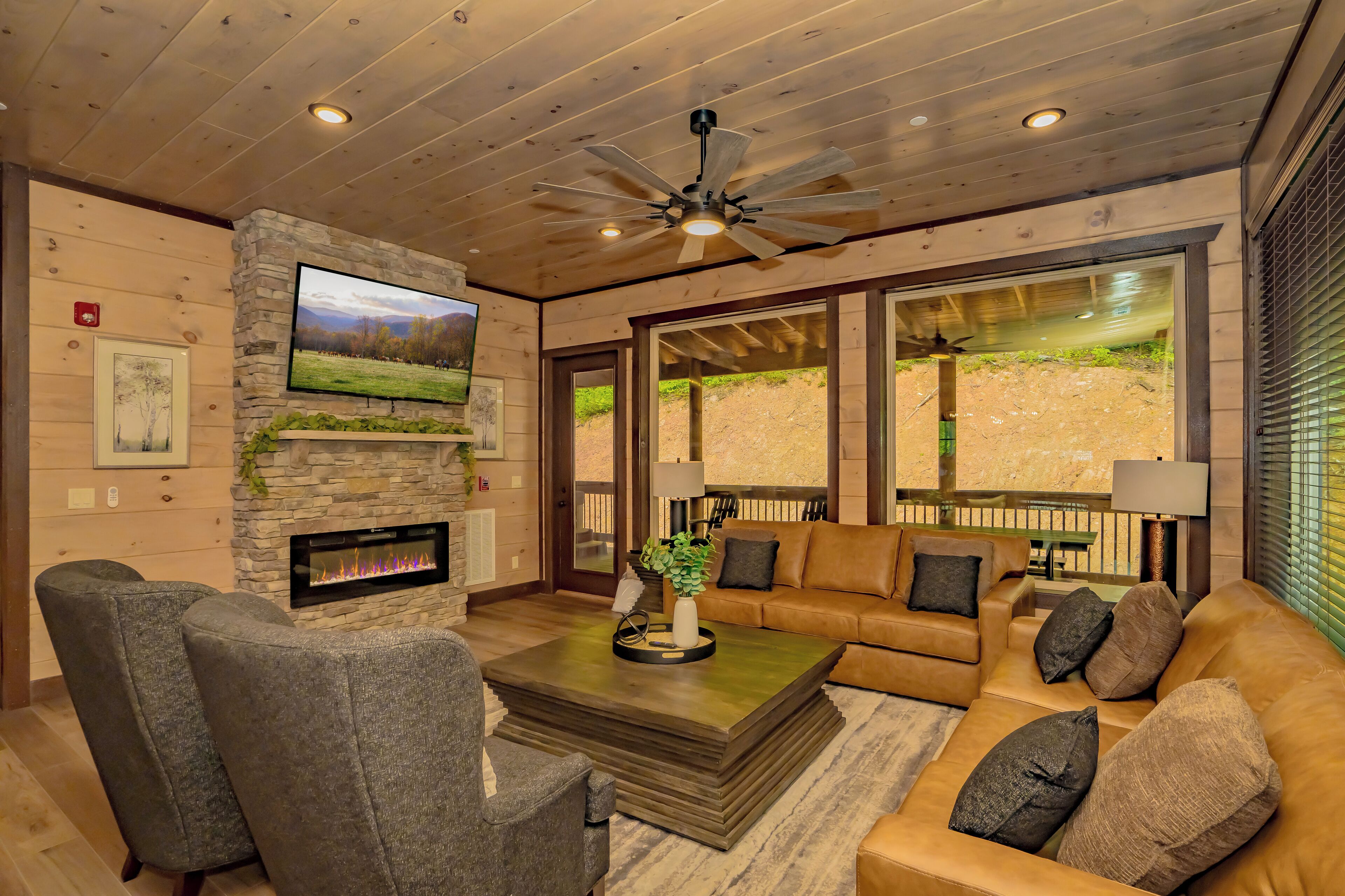 Televisión, chimenea y videojuegos 