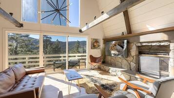 Televisión y chimenea