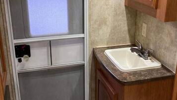 Hair dryer, towels, toilet paper